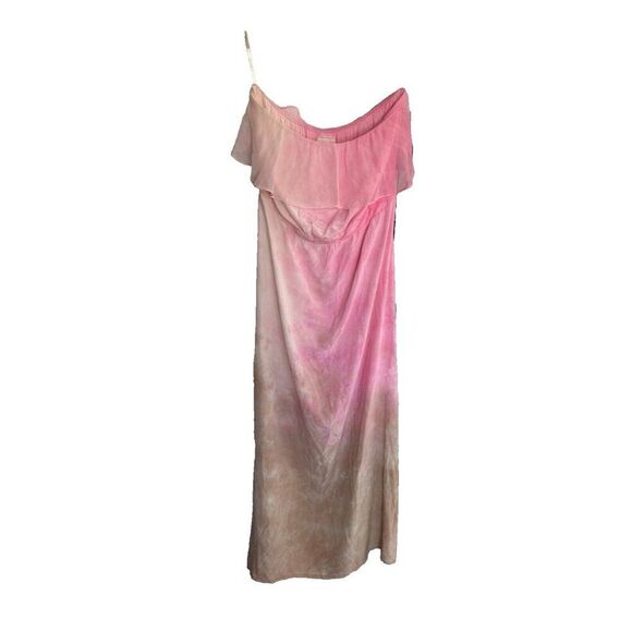 Gypsy 05 Pink Beige Silk Strapless Maxi Dress Boho Beach Resortwear Women's Med - Picture 7 of 7